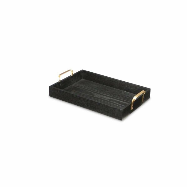 H2H Black Wood Tray with Side Gold Handles H22845865